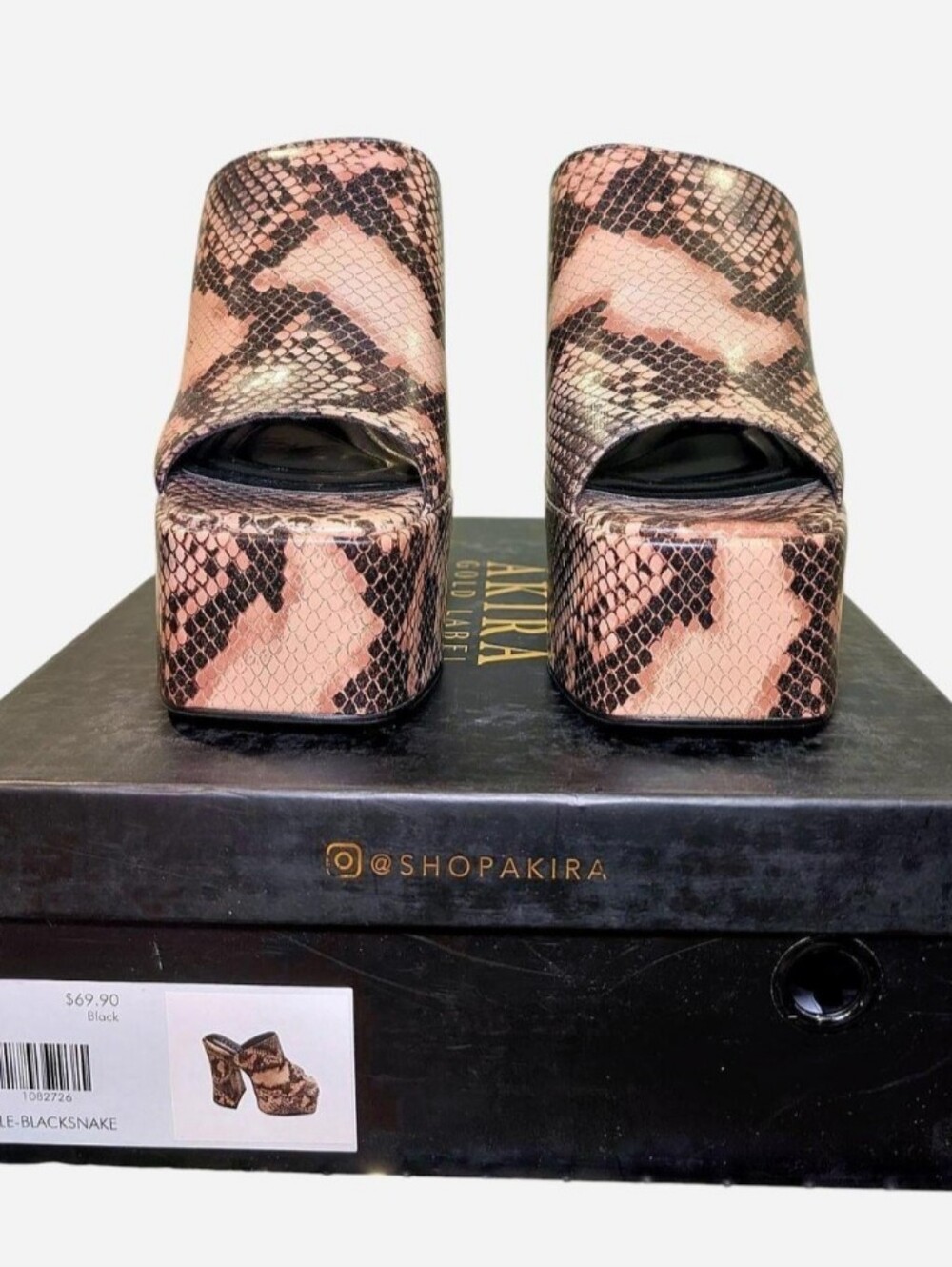 NIB AZALEA WANG FIKILE BLACKSNAKE PLATFORM MULES Size 8 - Picture 6 of 8